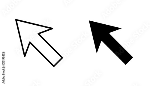 Cursor arrow vector icon set in black and white color.