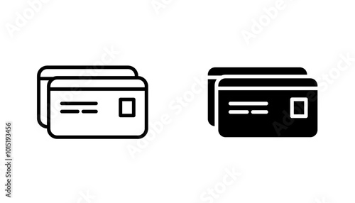 Credit card vector icon set in black and white color.