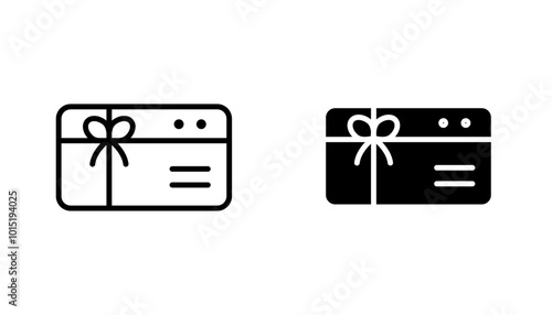 Gift card vector icon set in black and white color.