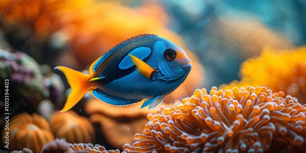 Fototapeta premium Blue Tang Fish in the Coral Reef