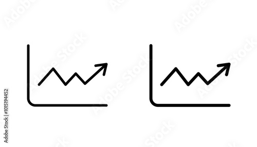 Line chart vector icon set in black and white color.