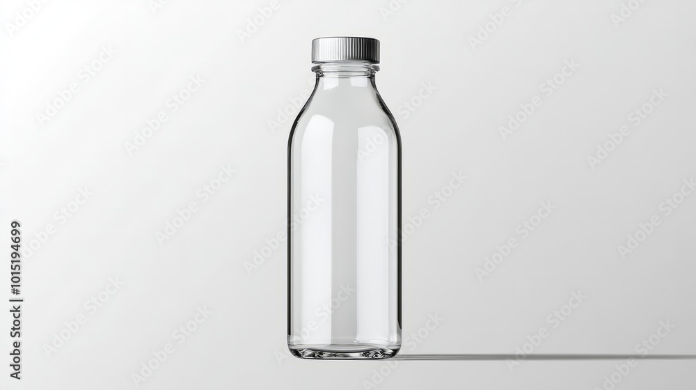 Customizable glass water bottle with a metal cap, isolated on a transparent background, hydration product mockup Customizable glass water bottle with a metal cap, isolated on a transparent background, hydration product mockup