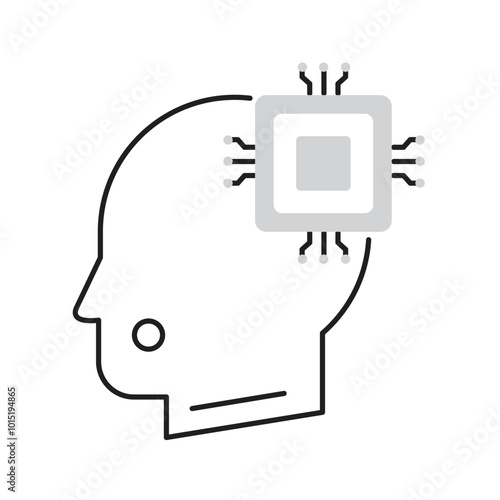AI-Driven Human Intelligence Integration Vector Icon Design, augmented intelligence, future tech, AI head