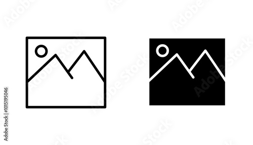 Picture vector icon set in black and white color.