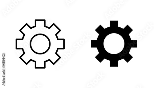 Settings button vector icon set in black and white color.