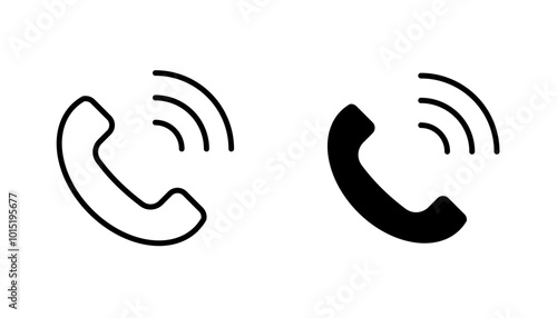 Telephone vector icon set in black and white color.