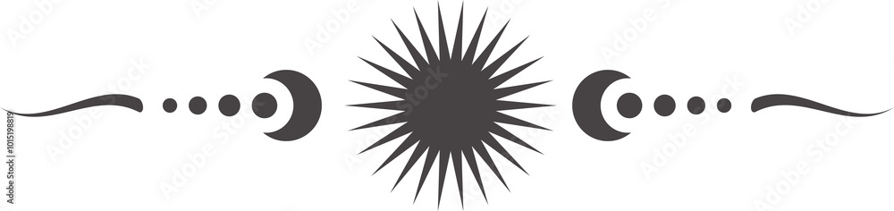 Celestial border with magic moon and mystic stars. Spiritual frame with fantasy elements. Astrology ornament with spiritual symbols of sun. Esoteric vintage minimal decoration Celestial border with magic moon and mystic stars. Spiritual frame with fantasy elements. Astrology ornament with spiritual symbols of sun. Esoteric vintage minimal decoration