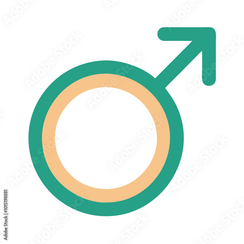 Male gender symbol in green and beige isolated on white