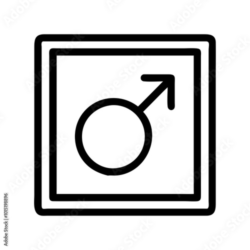 Male gender symbol in black outline within square frame