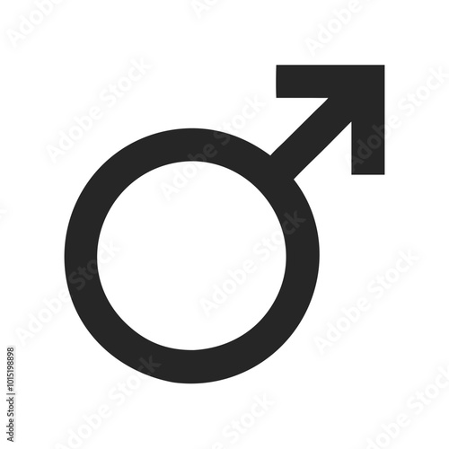 Simple black male gender symbol isolated on white background