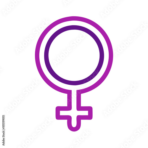 Purple outlined female gender symbol on white background