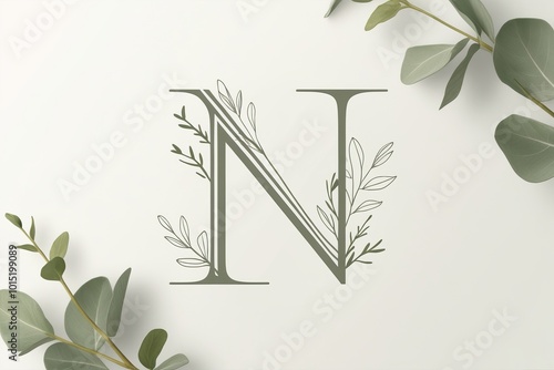 A elegant uppercase letter N monogram incorpo