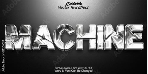 Machine Vector Text Effect Editable Alphabet Iron Metal Machining Robotic