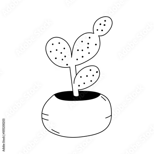 Vector illustration of a Opuntia in the doodle style. Isolate on a white