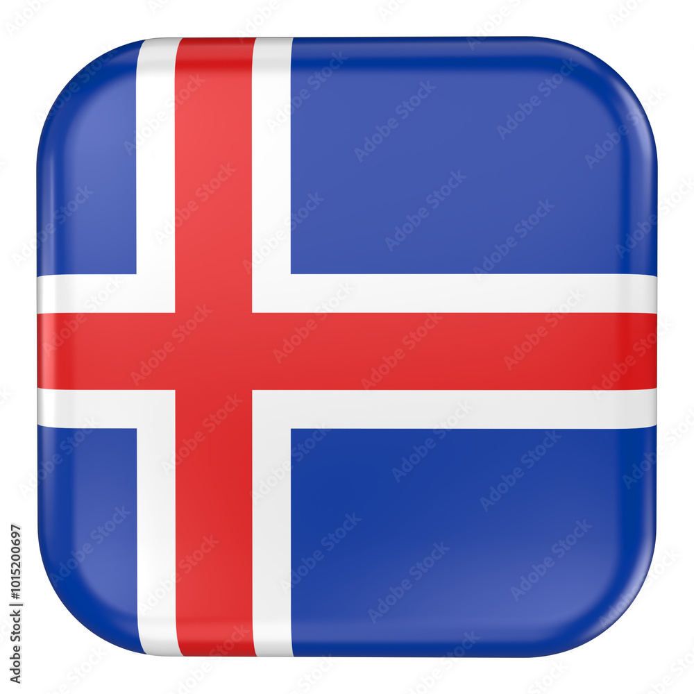 Fototapeta premium Iceland square flag icon with transparent background