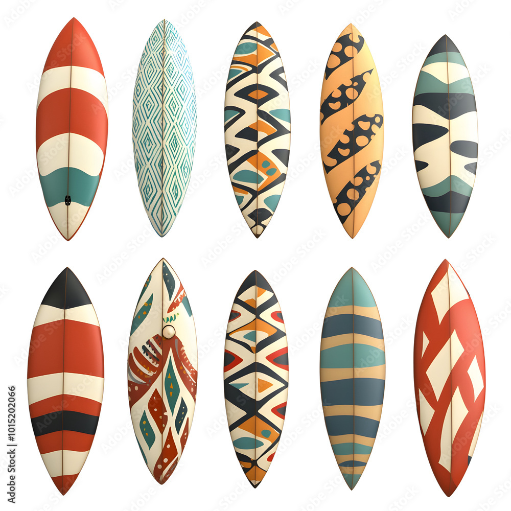 Collection of Colorful Surfboards. Illustration.on transparent, white background, isolate PNG Collection of Colorful Surfboards. Illustration.on transparent, white background, isolate PNG
