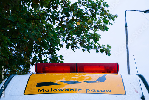 Roof of truck for painting pedestrian crossing lanes