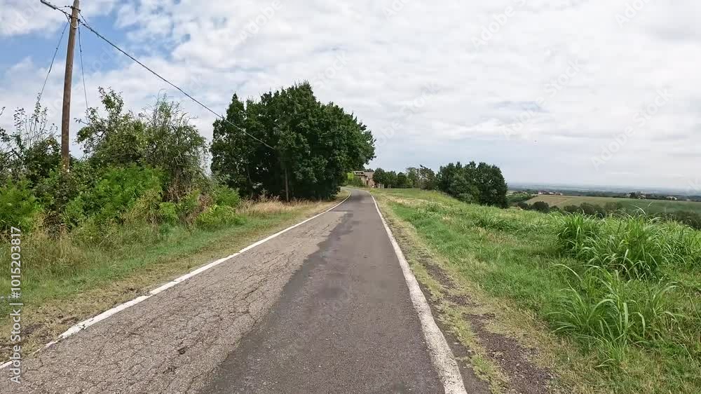 Via Francigena - a paved road near Costamezzana (Noceto), Province of Parma, Emilia-Romagna region, Italy