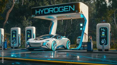 Experience the Futuristic Hydrogen Car at a CuttingEdge Refueling Station of Tomorrow photo