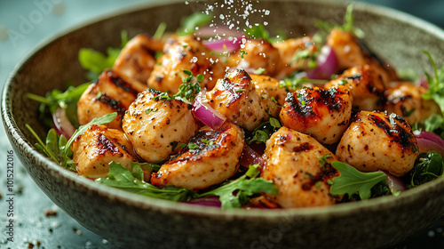 Pour le dîner, un plat de poulet rôti accompagné de patates et de légumes cuisinés à la poêle, nappé d'une sauce délicieuse, offre un repas sain et chaud pour les bons vivants.