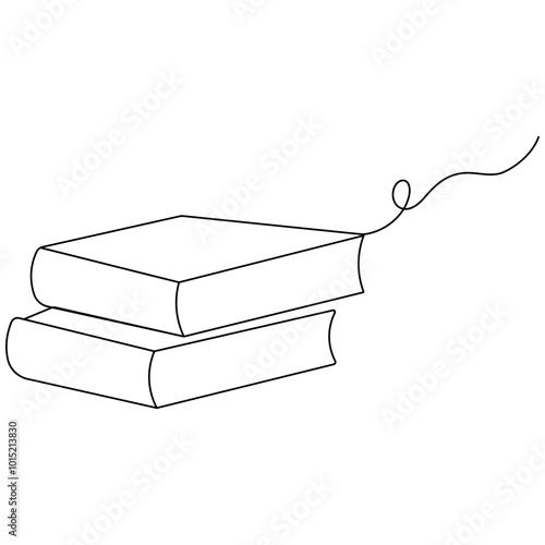 Book  icon  continuous one line drawing outline vector illustration