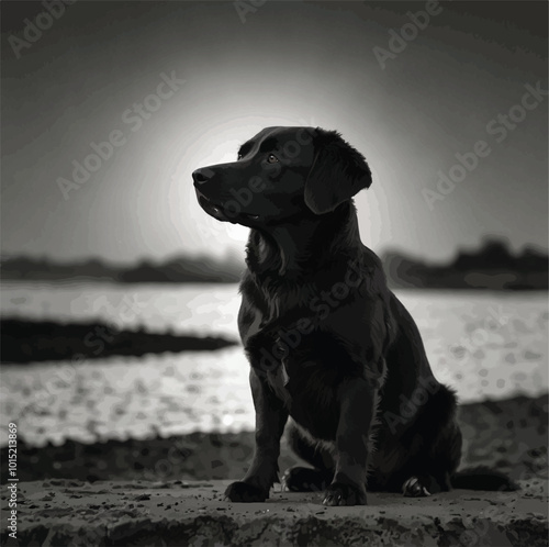 black and white breed dog vector-4