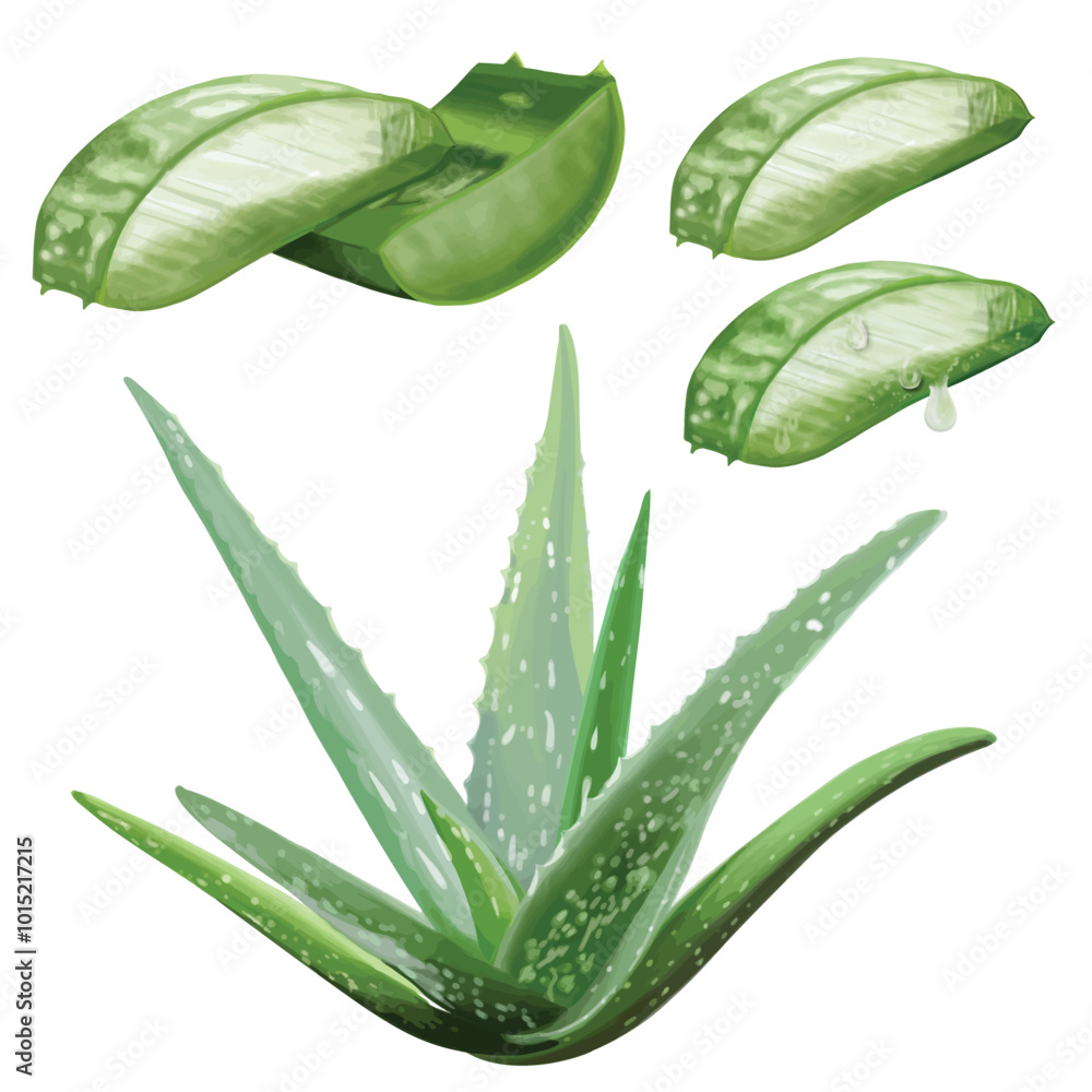 Aloe vera digital painted, vector isolated on transparent background. Aloe vera digital painted, vector isolated on transparent background.