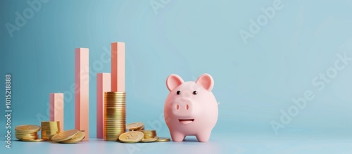 Piggy Bank and Gold Coins Representing Financial Growth