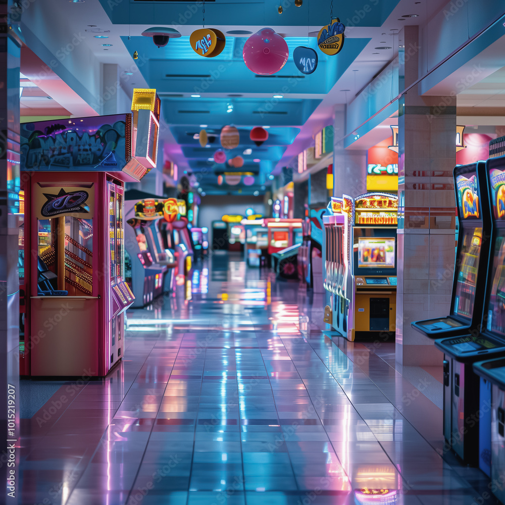Retro arcade machine in a vibrant neon-lit game room setting.
Retro arcade machine in a vibrant neon-lit game room setting.
