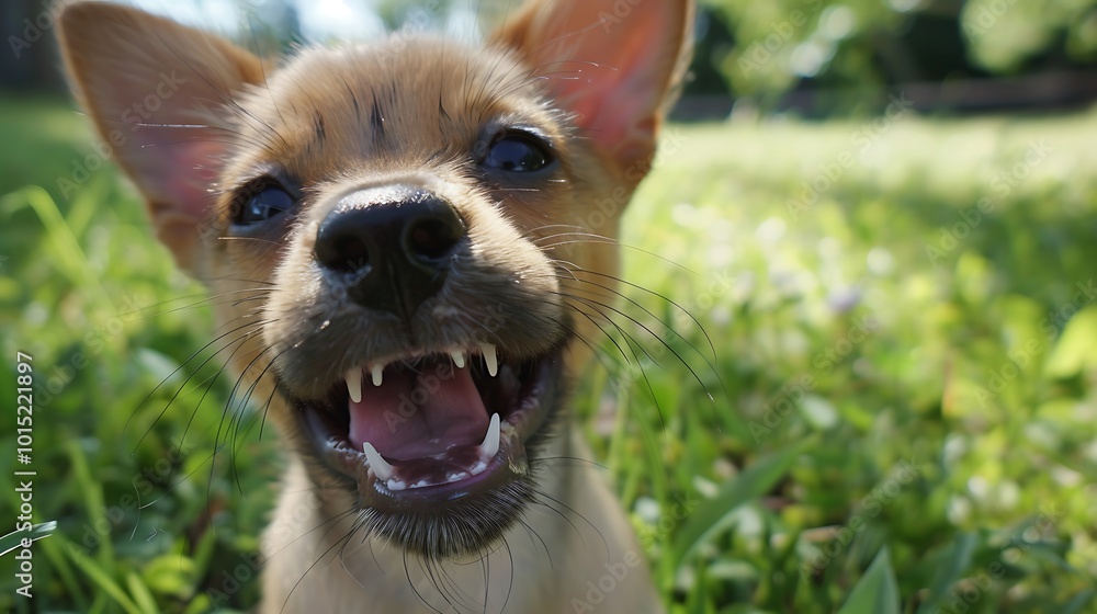 Chihuahua puppy on the green grass. Close up Chihuahua puppy on the green grass. Close up