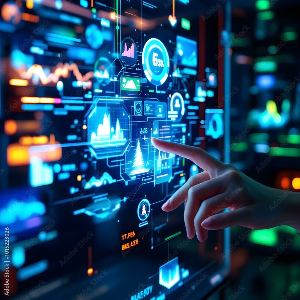 Futuristic Hand Touching High-Tech Touchscreen Interface with Glowing Data Streams and 3D Digital Transformation Ripple Effect Futuristic Hand Touching High-Tech Touchscreen Interface with Glowing Data Streams and 3D Digital Transformation Ripple Effect