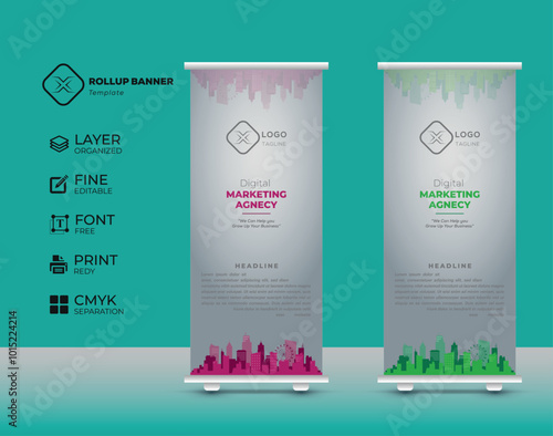 Modern creative roll up banner design collection template Premium