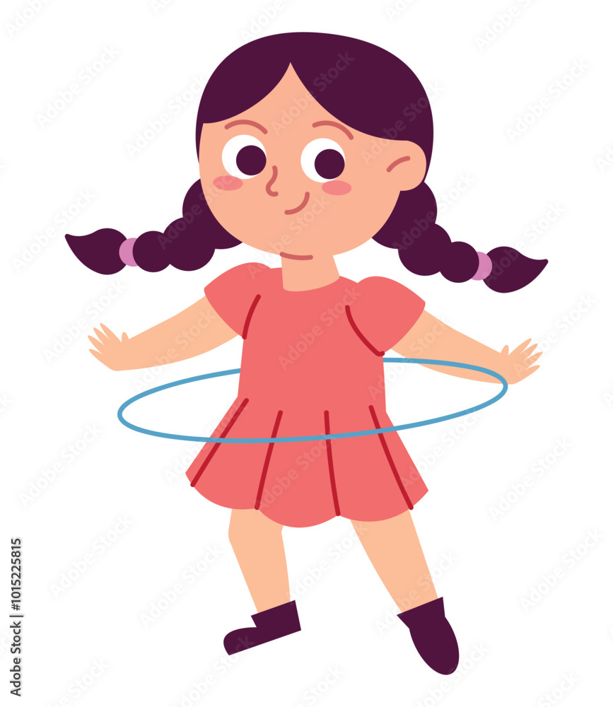 Obraz premium cute girl playing hula hoop
