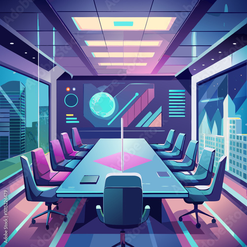 Featuring interactive whiteboards and smart displays, the high-tech meeting room enhances collaboration and brainstorming sessions among participants.