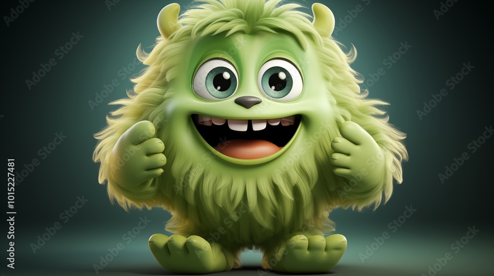 collection of Green furry and cute monster dancing and waving 3D render character cartoon style Isolated on transparent background collection of Green furry and cute monster dancing and waving 3D render character cartoon style Isolated on transparent background