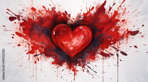 Collection of hand-drawn painted red heart, element for design. Beautiful Grunge heart on PNG free Background. Valentine's day. Beautiful, cool Splash Love illustration.