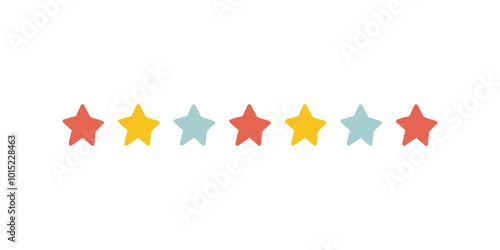 Hand drawn cute stars divider collection. Natural abstract geometric shapes border. Flat decorative vector design isolated illustration.