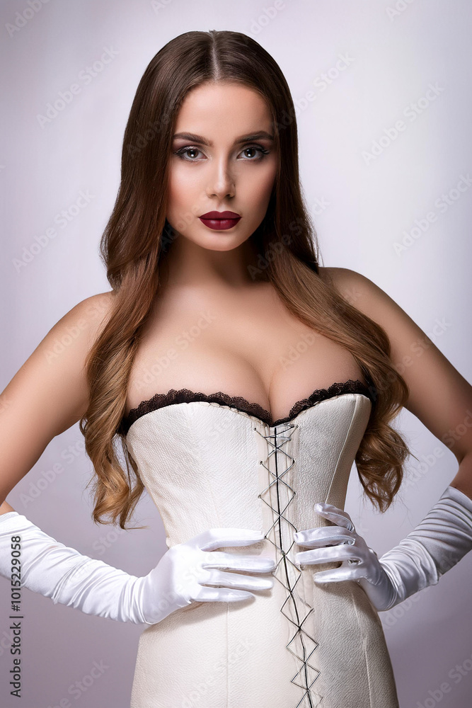 Fototapeta premium Elegant Woman in Corset and Gloves