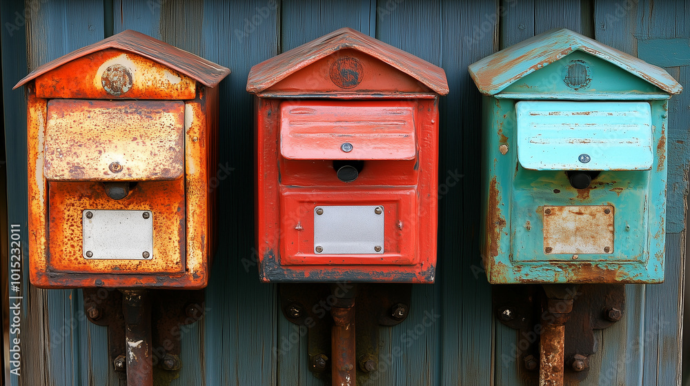 Bright and Colorful Italian Post Boxes in an Urban Setting Bright and Colorful Italian Post Boxes in an Urban Setting