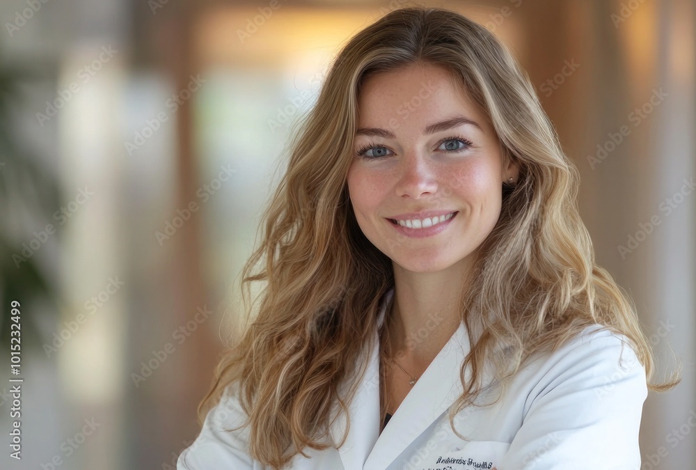 Smiling Woman in White Coat Smiling Woman in White Coat