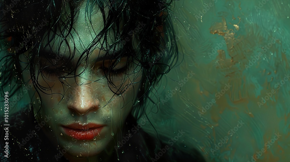 Woman in Rain: A Portrait of Melancholy Woman in Rain: A Portrait of Melancholy