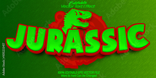 Jurassic  Vector Text Effect Editable Alphabet Dinosaur Wild Park Predator Trex Lizard