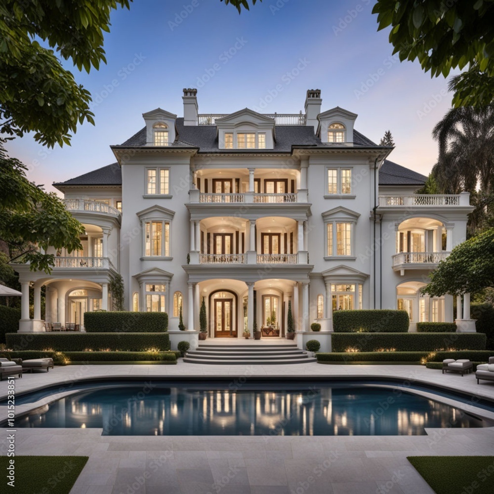 Fototapeta premium Timeless Design: Grand Residence with Luxurious Architectural Charm
