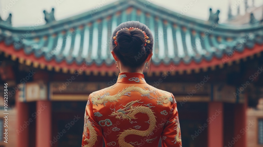 Elegant Portrait of a Woman in Traditional Attire Elegant Portrait of a Woman in Traditional Attire