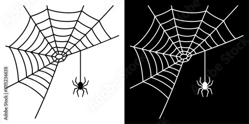 ofvs746 OutlineFilledVectorSign ofvs - spider web corner vector icon . spider's web sign . isolated transparent . black outline and filled version . AI 10 / EPS / PNG . g12092