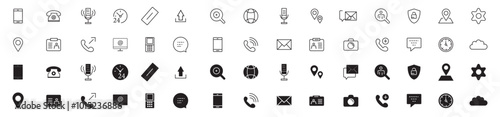 Contact and communication icon Set - Outline Icons for Web and Mobile