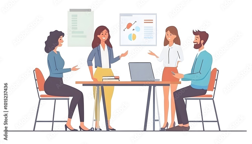 Four Business Professionals Engaging in a Meeting Four Business Professionals Engaging in a Meeting