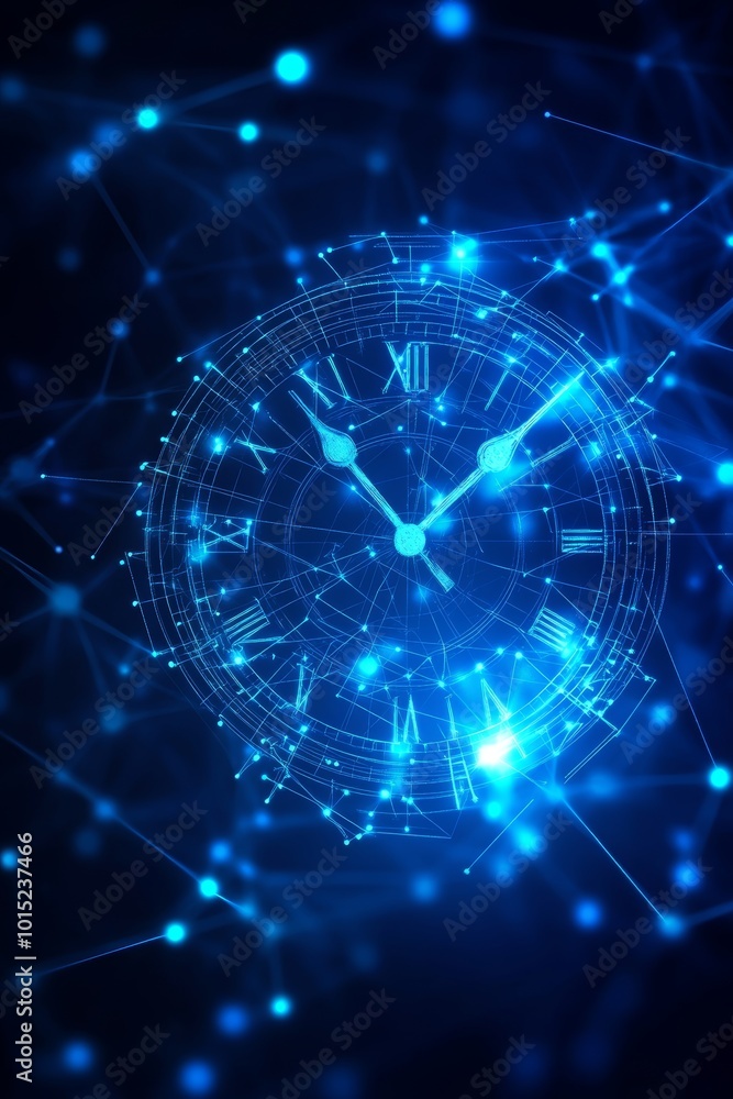 Abstract digital calendar design on blue technology background with time management elements Abstract digital calendar design on blue technology background with time management elements