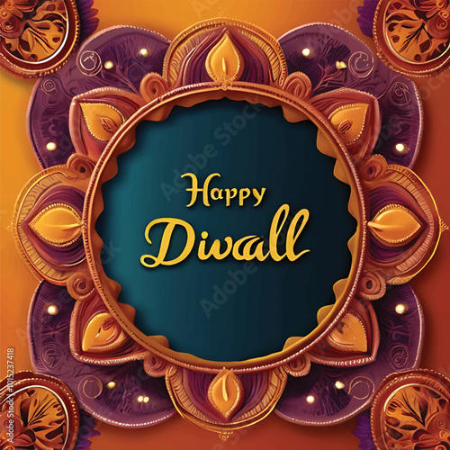 Indian festival happy Diwali with decorative lights colorful beautiful Diwali  background