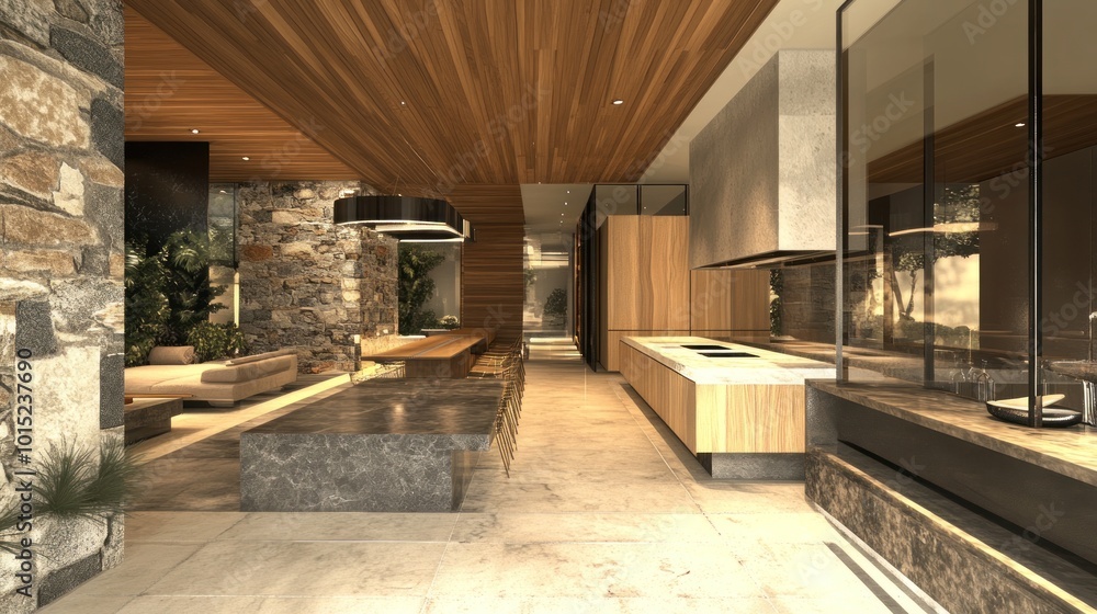 Modern Kitchen and Living Room Interior Design Modern Kitchen and Living Room Interior Design